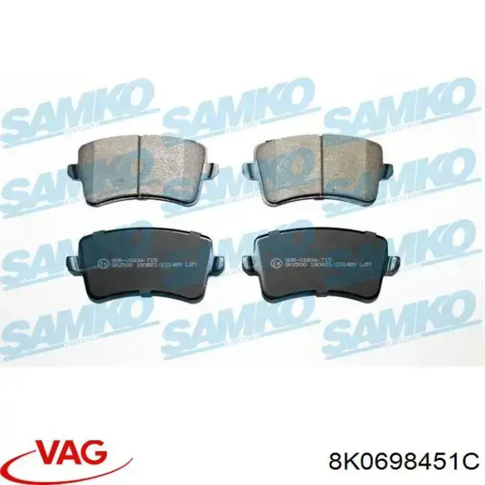 Задні гальмівні колодки 8K0698451C VAG