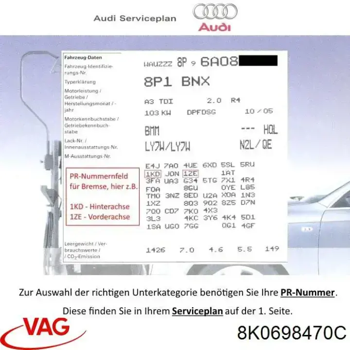  VAG 8K0698470C ціна, від 30.40 USD