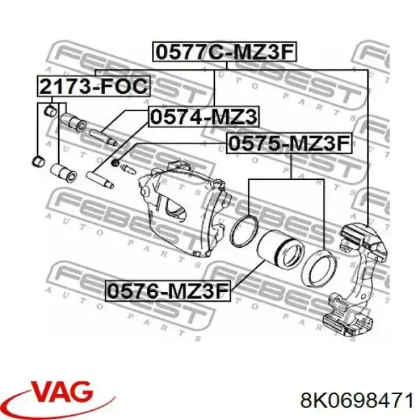 8K0698471 VAG ремкомплект супорту гальмівного переднього