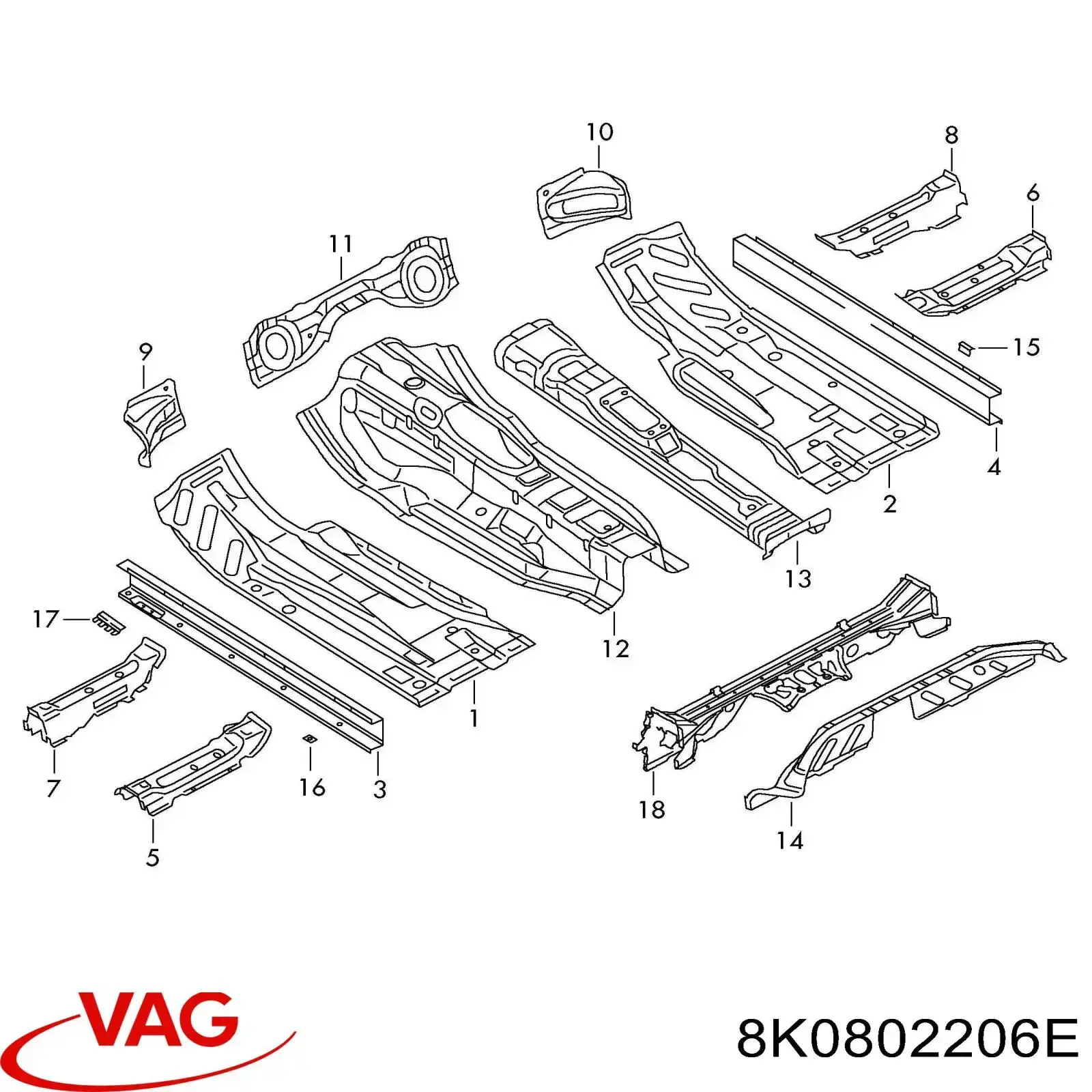 8K0802206E VAG Підлога кузова