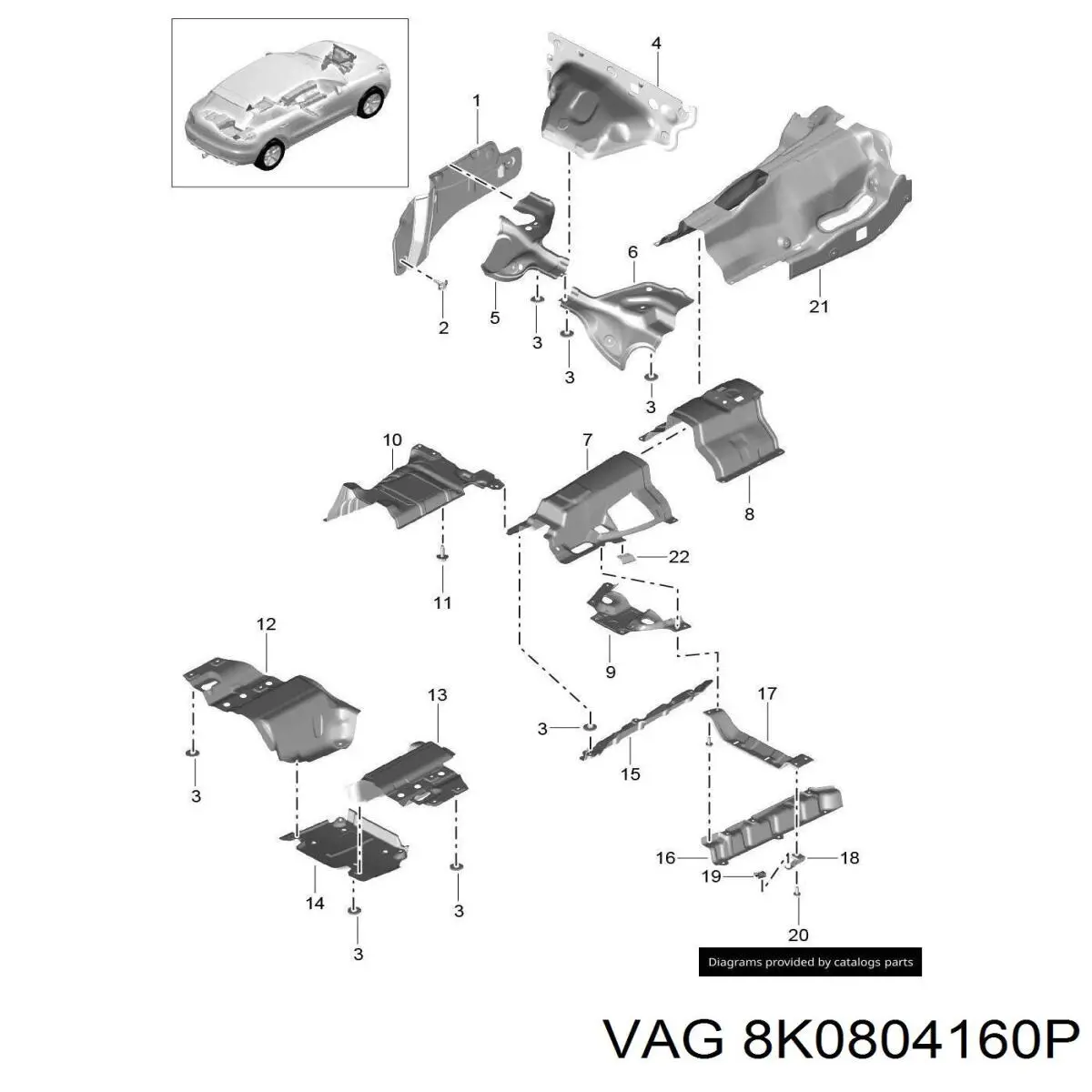 Купити 8K0804160F VAG Захист (тепловий екран) вихлопної системи