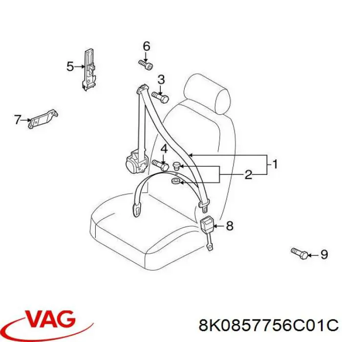 Важіль фіксації ременя безпеки, правий VAG 8K0857756C01C ціна, від 17.74 USD