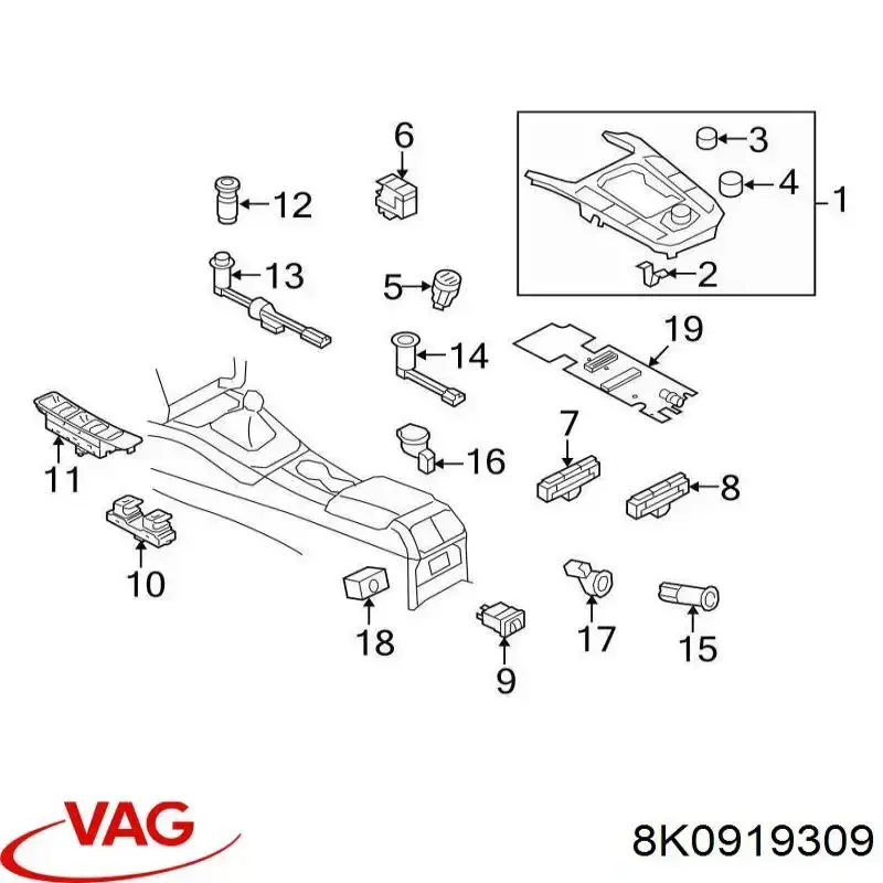 Гніздо-розетка прикурювача VAG 8K0919309 ціна, від 6.35 USD