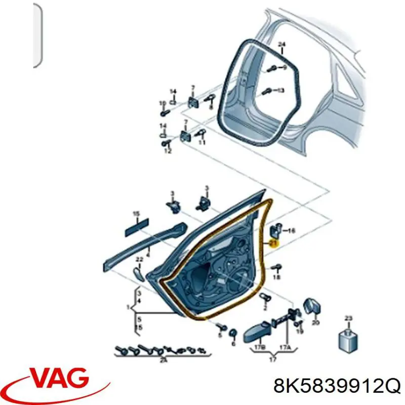 Купити 8K5839912Q VAG Ущільнювач двері задньої правої (на двері)