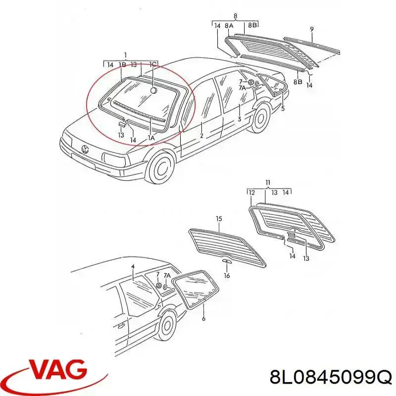 Автоскло VAG 8L0845099Q ціна, від 76.02 USD