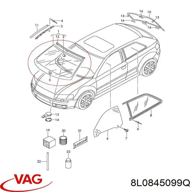 Скло лобове 8L0845099Q VAG