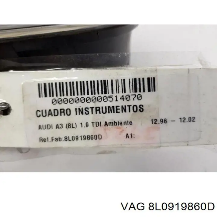 8L0919860D VAG Щиток приладів додатковий