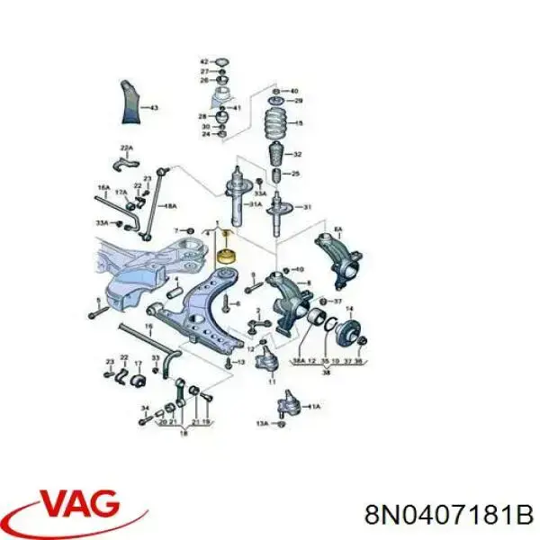 Купити 8N0407181B VAG Сайлентблок передньої підвіски