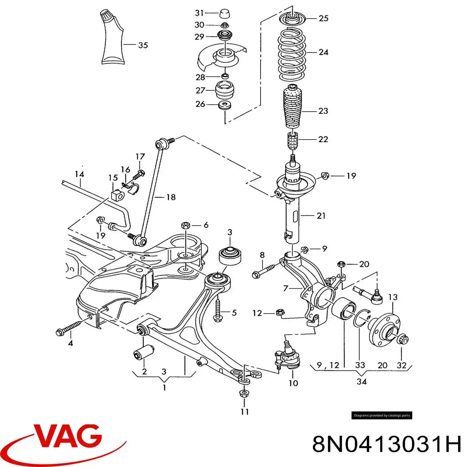 Амортизатор передній 8N0413031H VAG