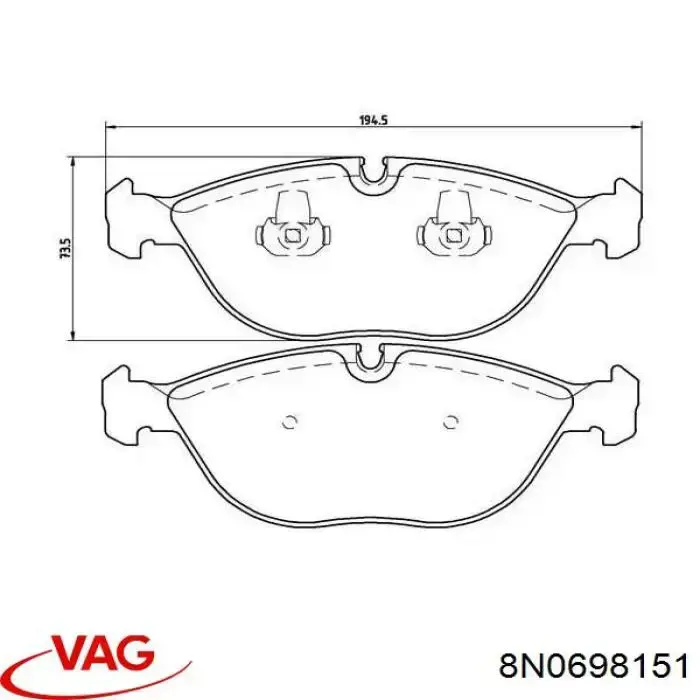 Передні тормозні колодки 8N0698151 VAG