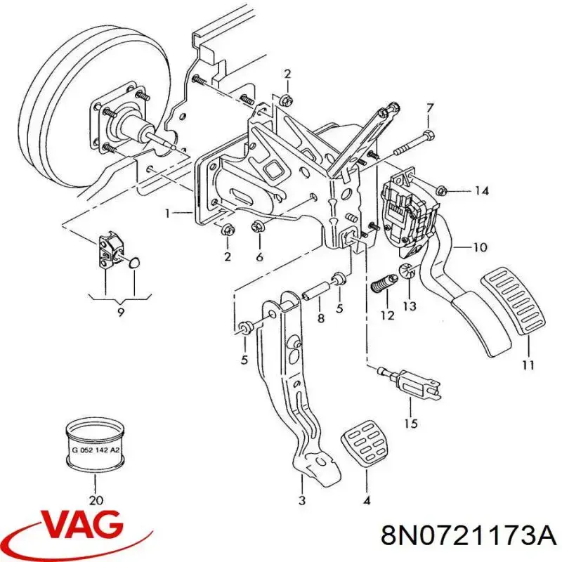 Накладка педалей, комплект 8N0721173A VAG