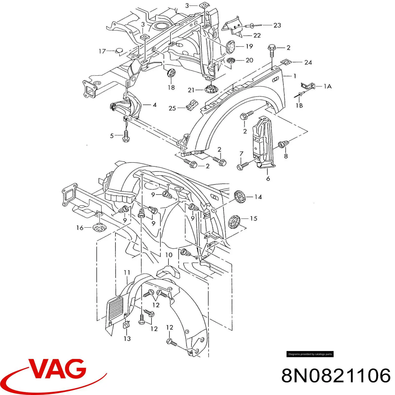 Крило переднє праве Audi TT купе (8N3) (1998 - 2006) ціна, від 481.51 USD