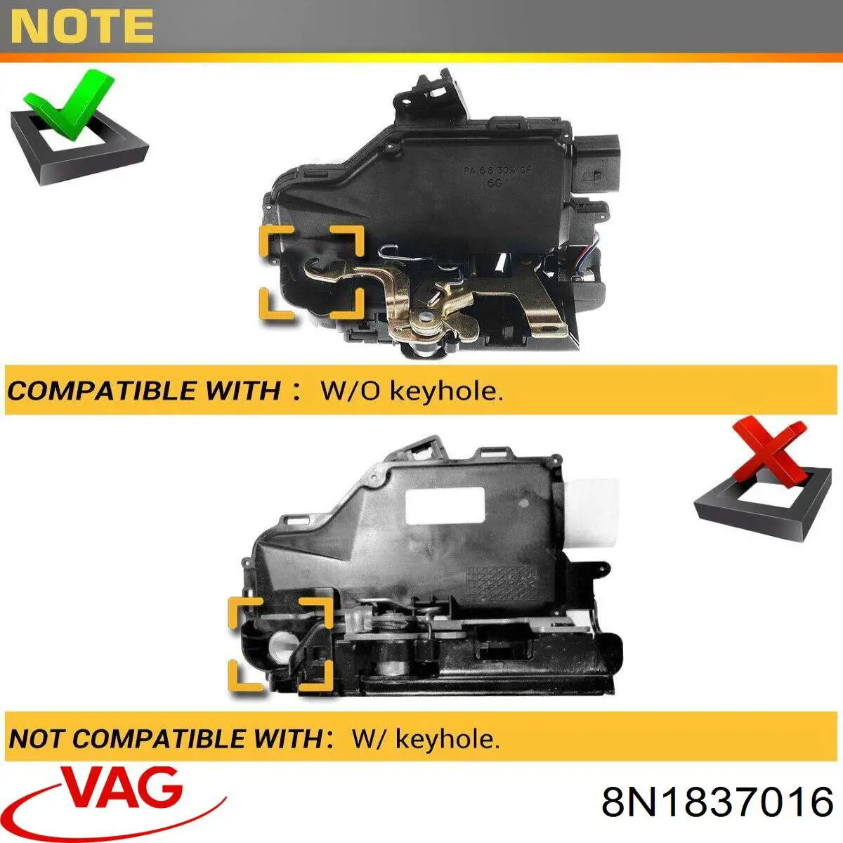 Замок дверки правої передньої 8N1837016 VAG
