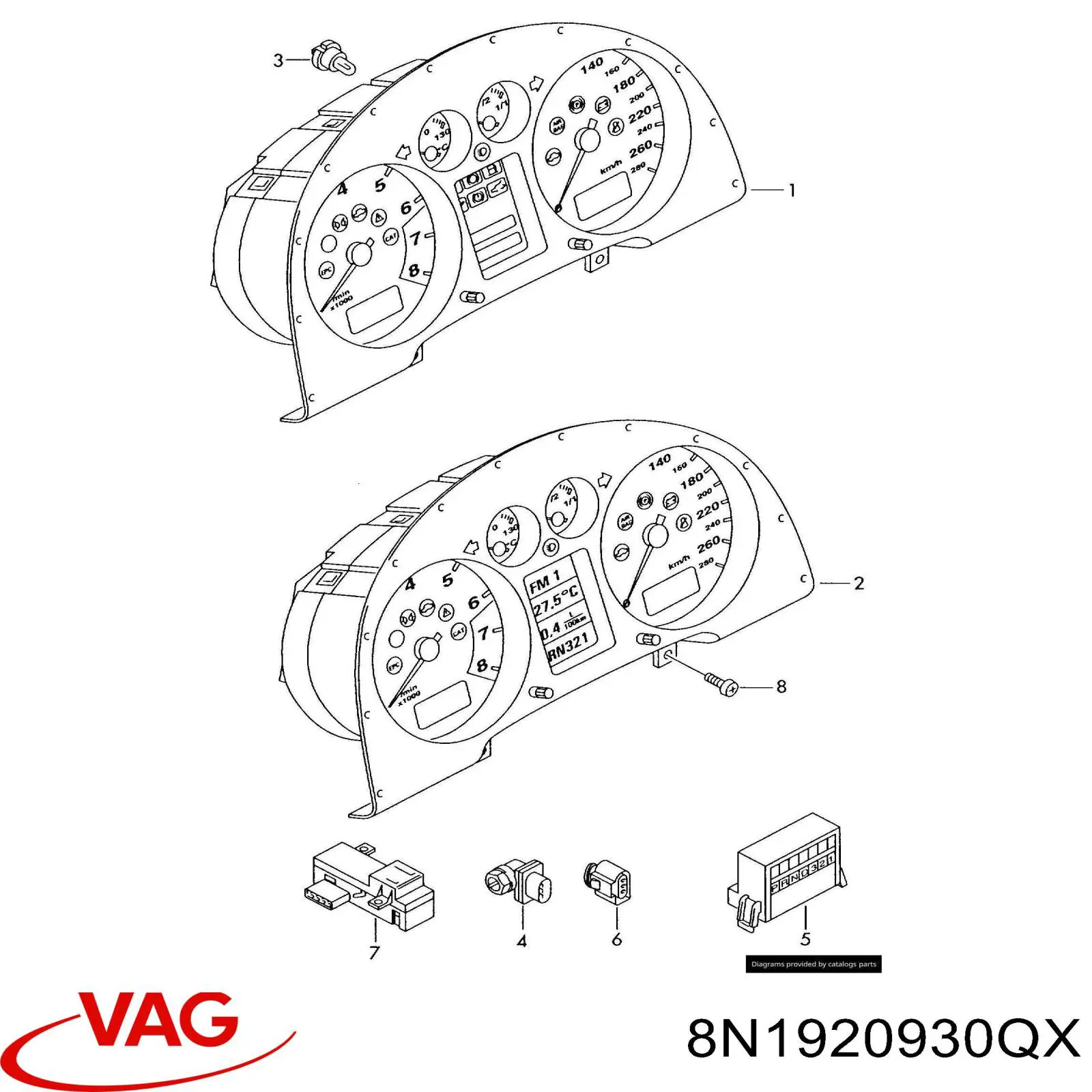Щиток приладів додатковий VAG 8N1920930Q ціна, від 2203.29 USD