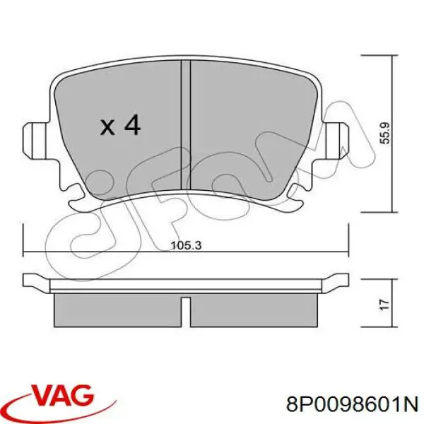 Задні дискові гальма VAG 8P0098601N ціна, від 26.11 USD