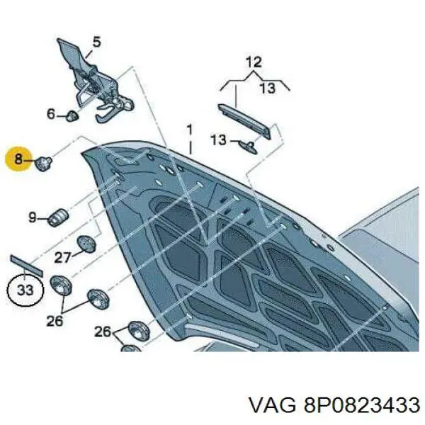 Купити 8P0823433 VAG Буфер/відбійник капота