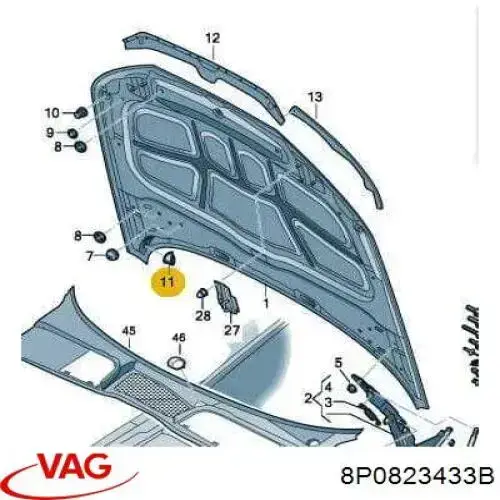 8P0823433B VAG Буфер капота гумовий