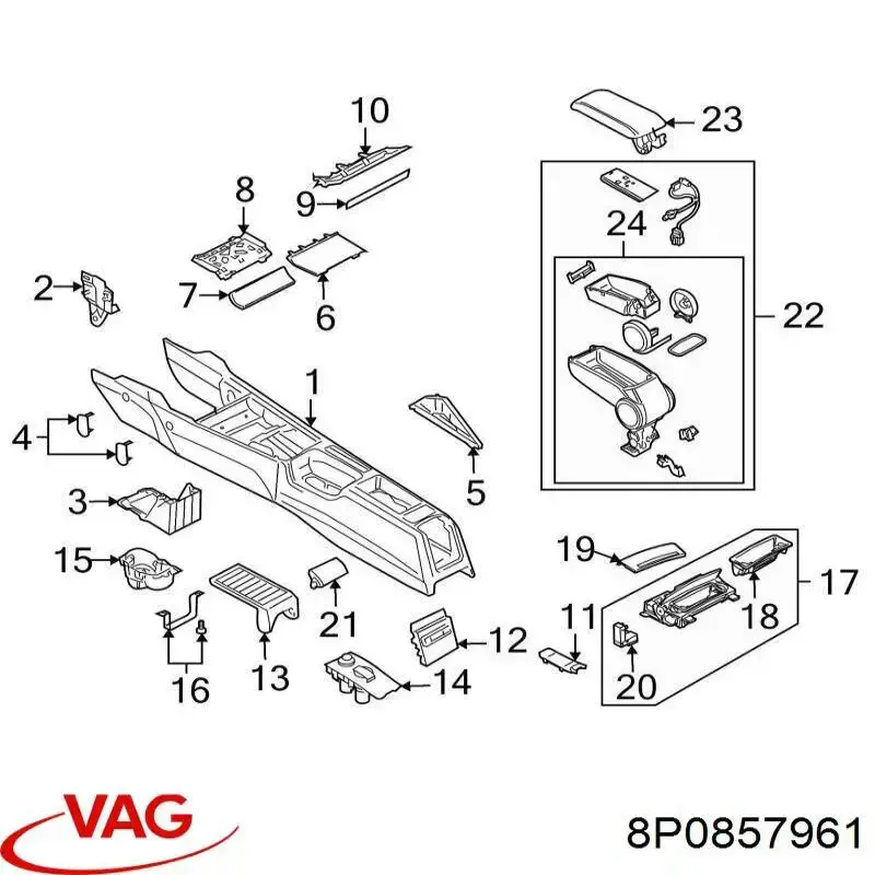Купити 8P0857961 VAG Попільничка центральної консолі
