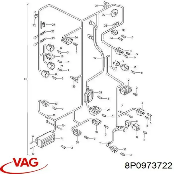 Роз'єм (фішка) протитуманної фари 8P0973722 VAG