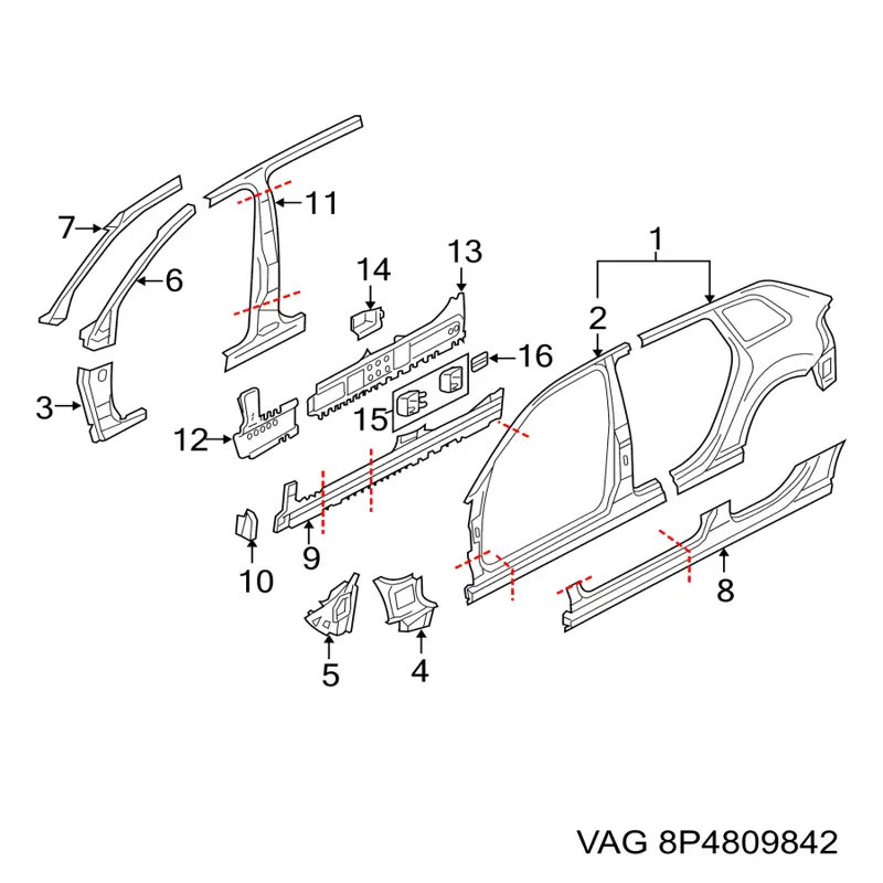 Поріг зовнішній правий VAG 8P4809842 ціна, від 71.42 USD