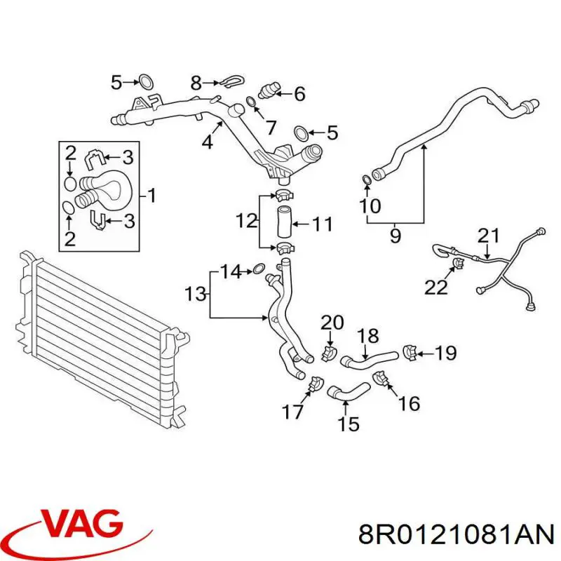 8R0121081AN VAG Шланг розширювального бачка, верхній