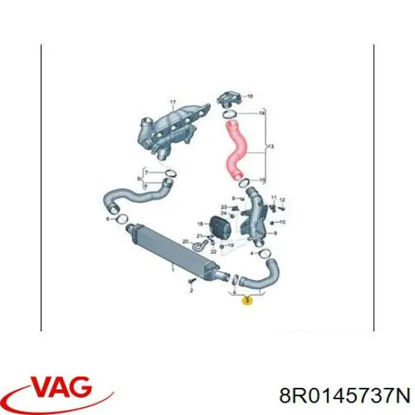 Патрубок повітряний, дросельної заслінки VAG 8R0145737N ціна, від 13.97 USD