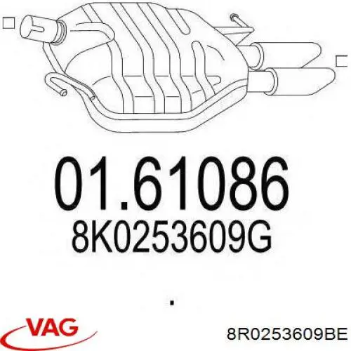 Вихлопна труба VAG 8R0253609BE ціна, від 753.97 USD