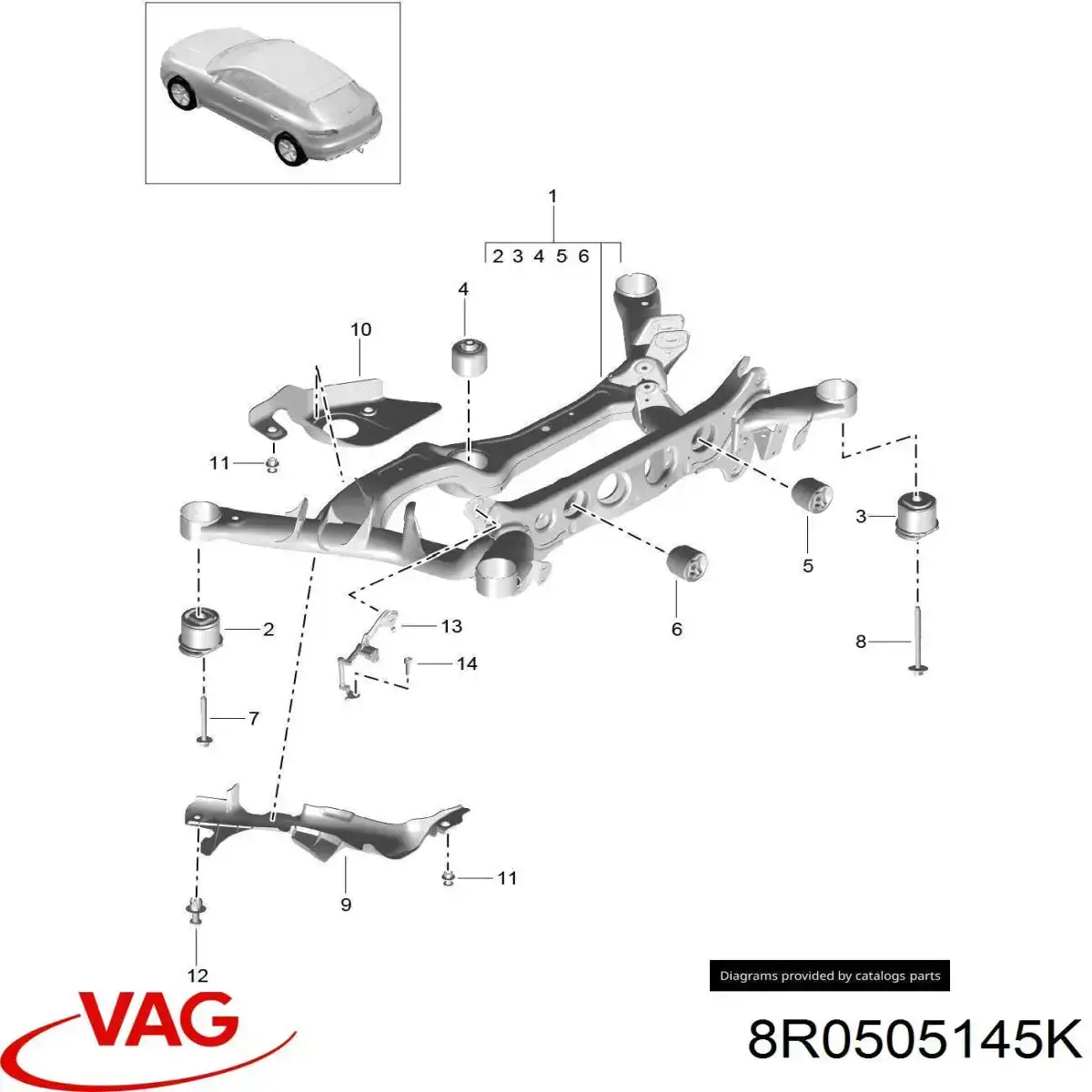 Сайлентблок задньої балки/підрамника 8R0505145K VAG