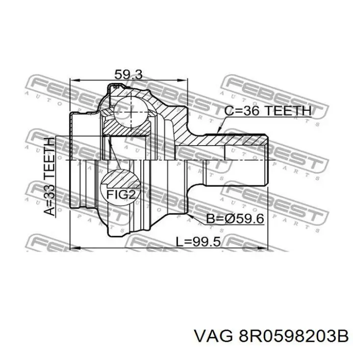 Пильник зовнішньої гранати, задньої півосі VAG 8R0598203B ціна, від 76.53 USD
