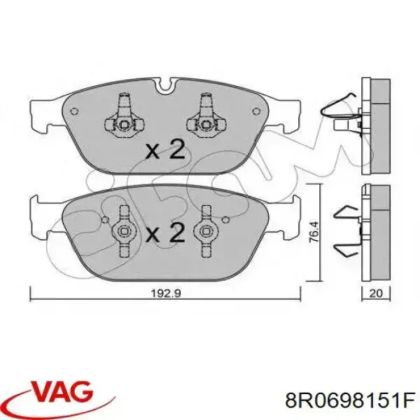 Гальмівні колодки VAG 8R0698151F ціна, від 98.07 USD