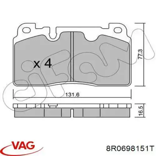 Тормозні колодки VAG 8R0698151T