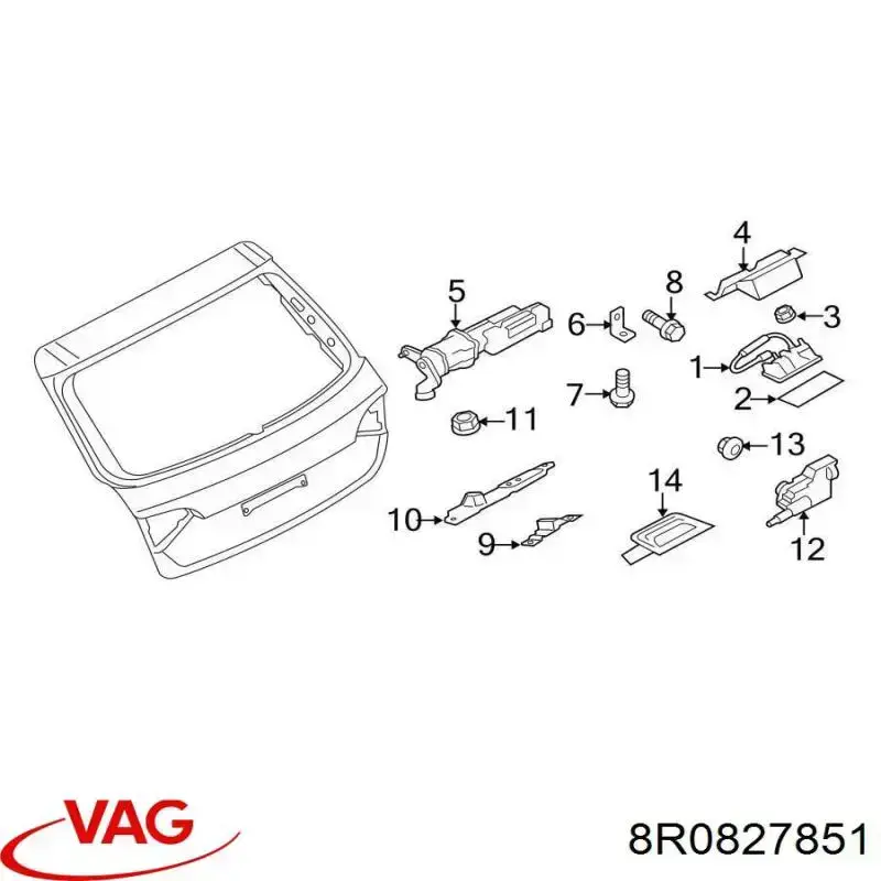 8R0827851 VAG Амортизатор кришки багажника / двері 3/5-ї задньої