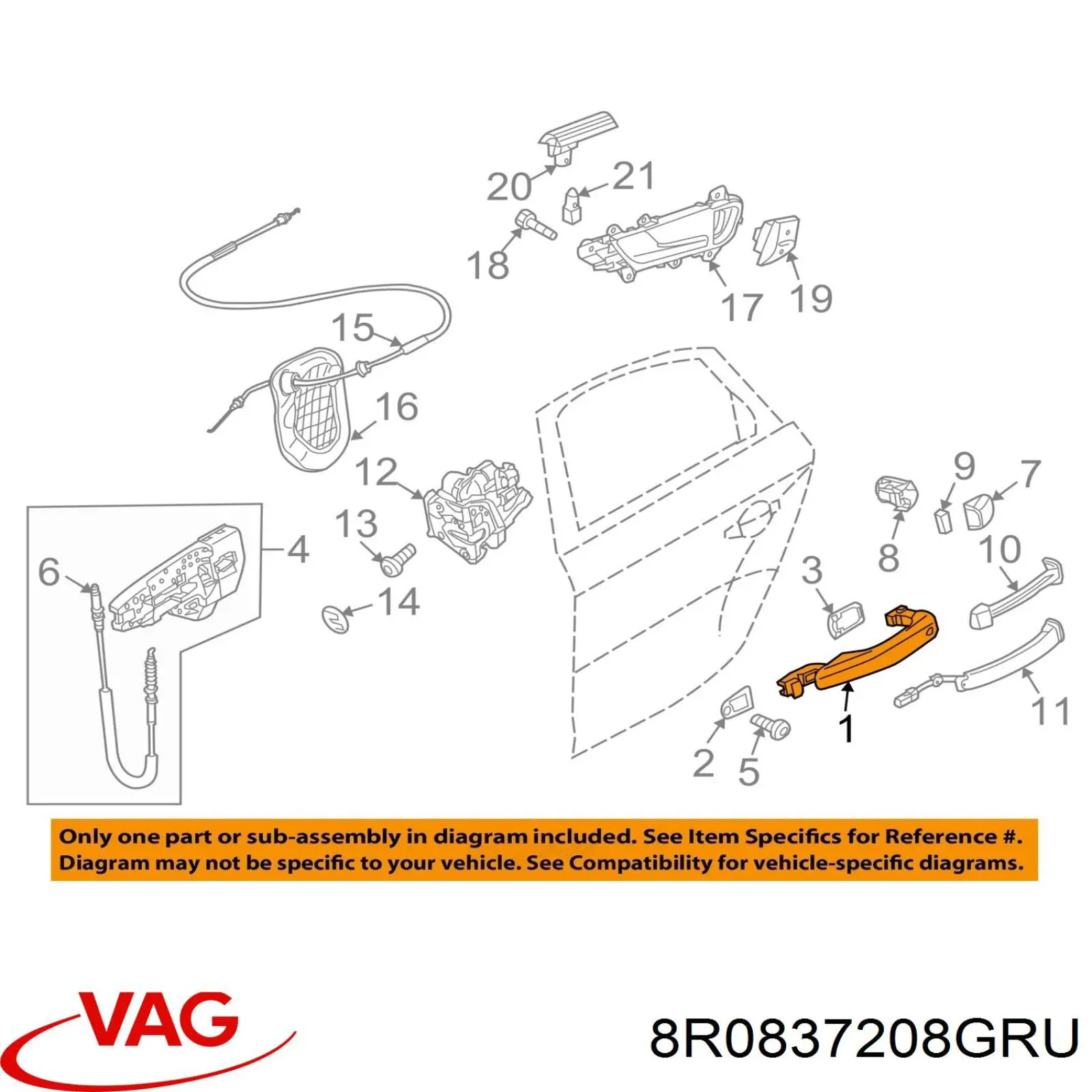 Ручка двері правою зовнішня перед/зад VAG 8R0837208GRU ціна, від 63.33 USD