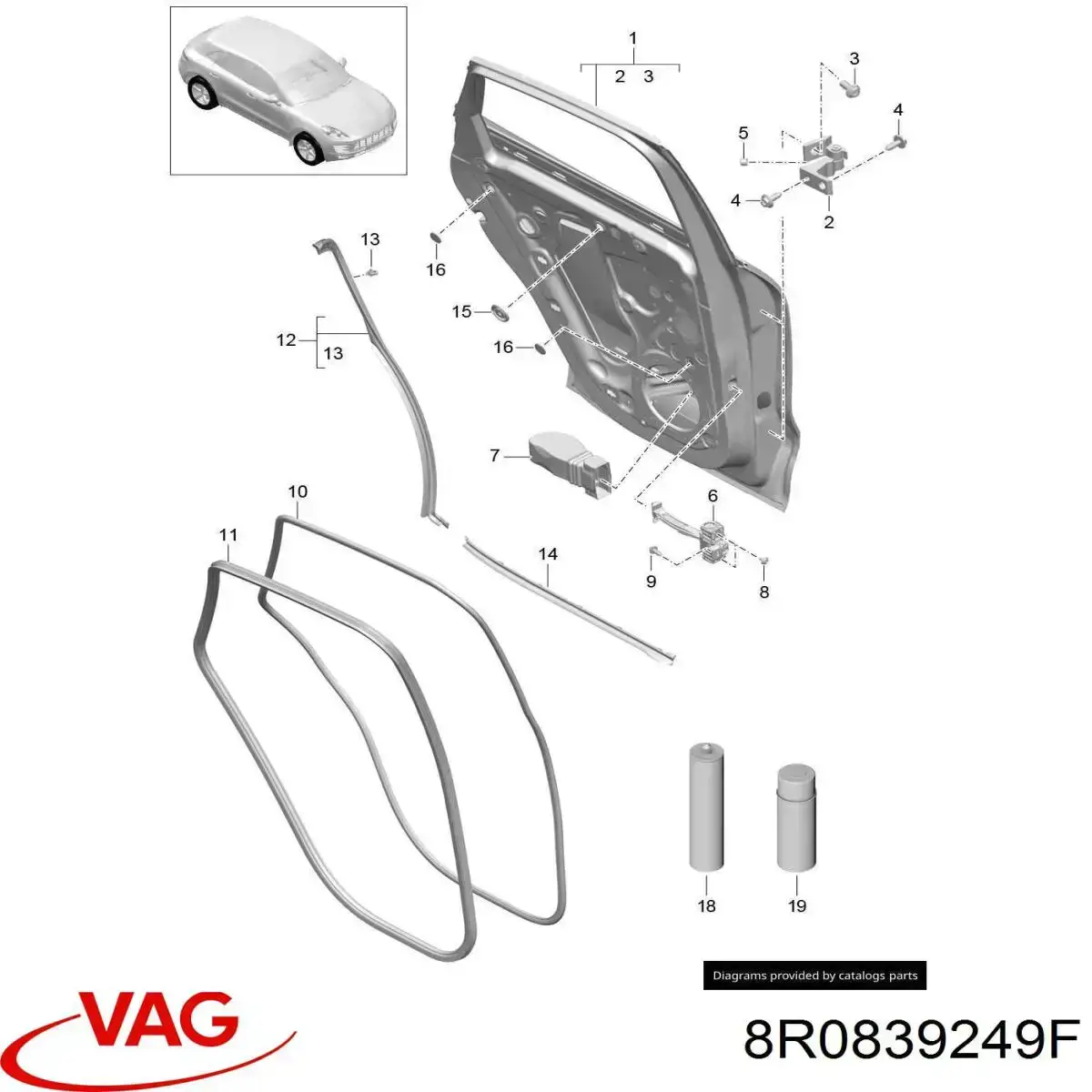 Обмежувач відкриття дверей, задній 8R0839249F VAG