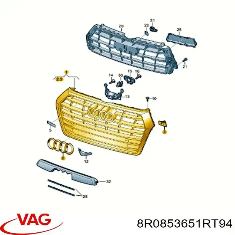 Купити 8R0853651RT94 VAG Захисна решітка радіатора