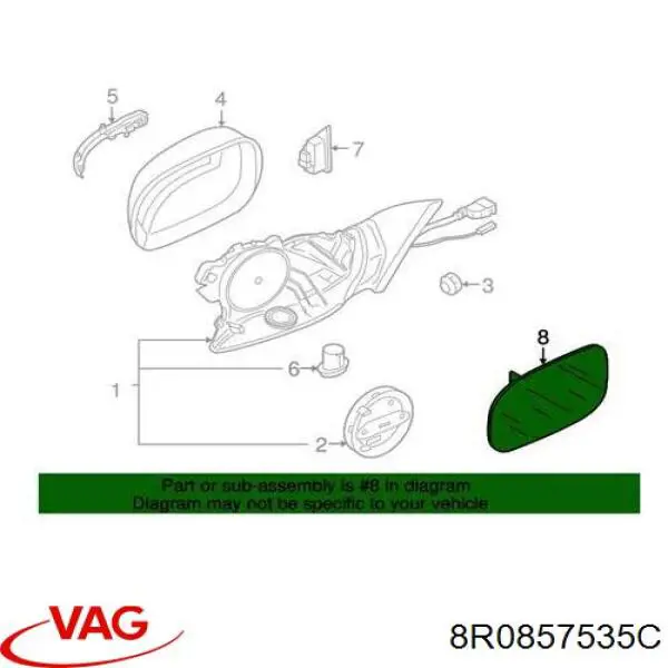 8R0857535C VAG Дзеркало заднього виду, ліве