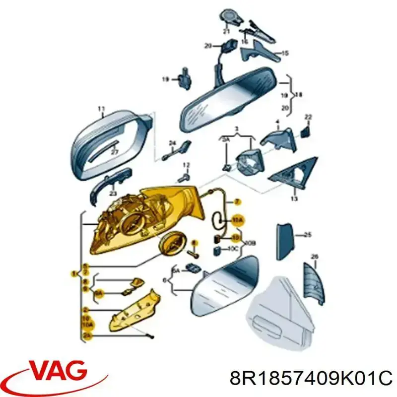 8R1857409K01C VAG Дзеркало заднього виду, ліве