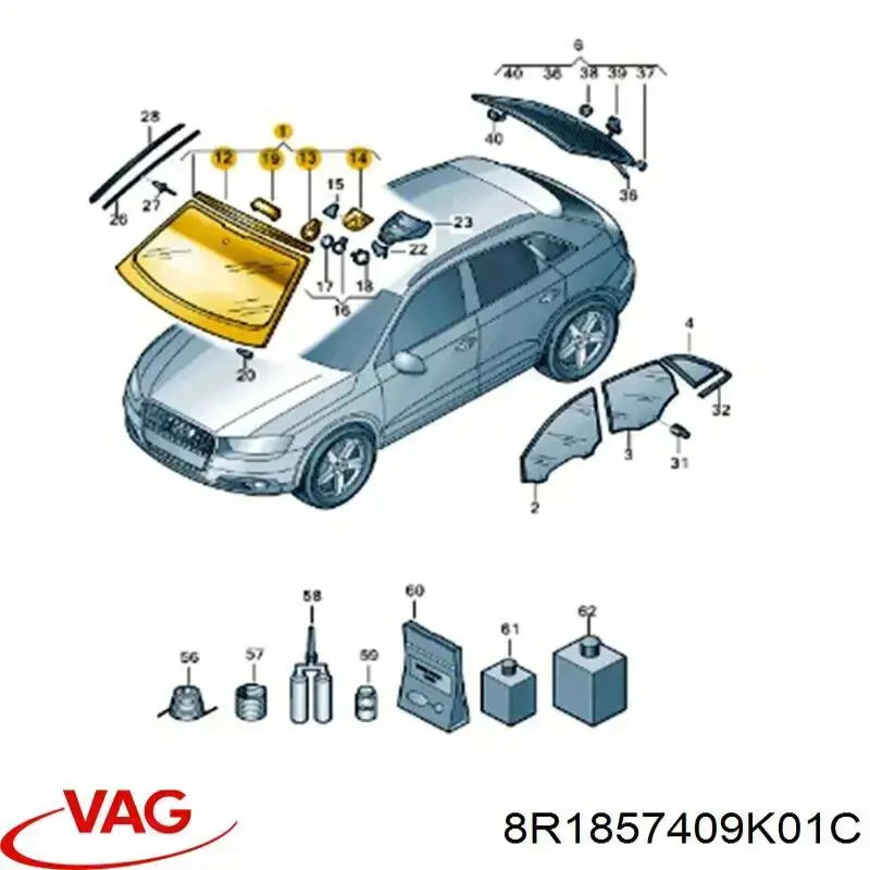 Ліве бічне дзеркало VAG 8R1857409K01C ціна, від 126.69 USD