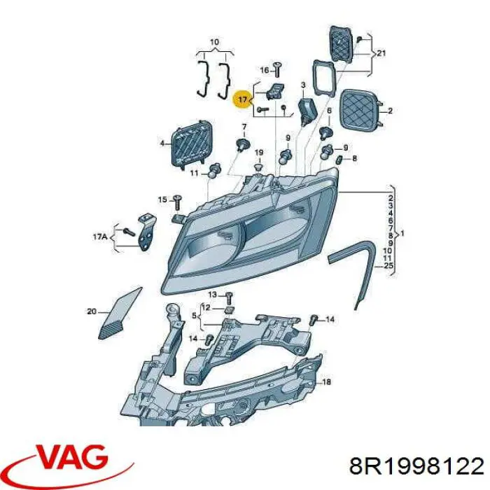 8R1998122 VAG Кронштейн-адаптер кріплення фари передньої, правої