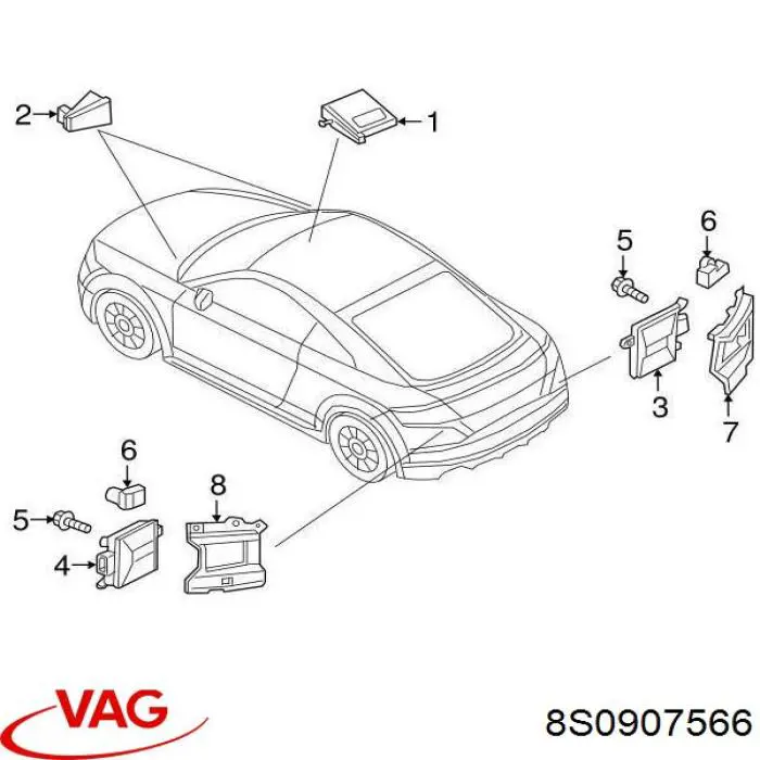 Датчик контролю мертвої зони, задній VAG 8S0907566 ціна, від 215.38 USD