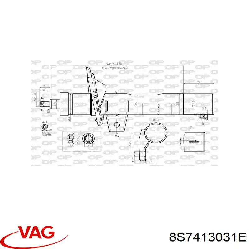 Амортизатор передній 8S7413031E VAG