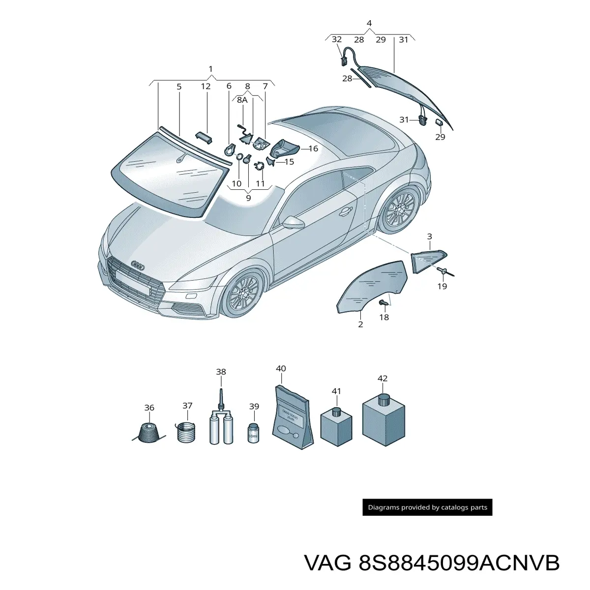 8S8845099ACNVB VAG Автомобільне скло