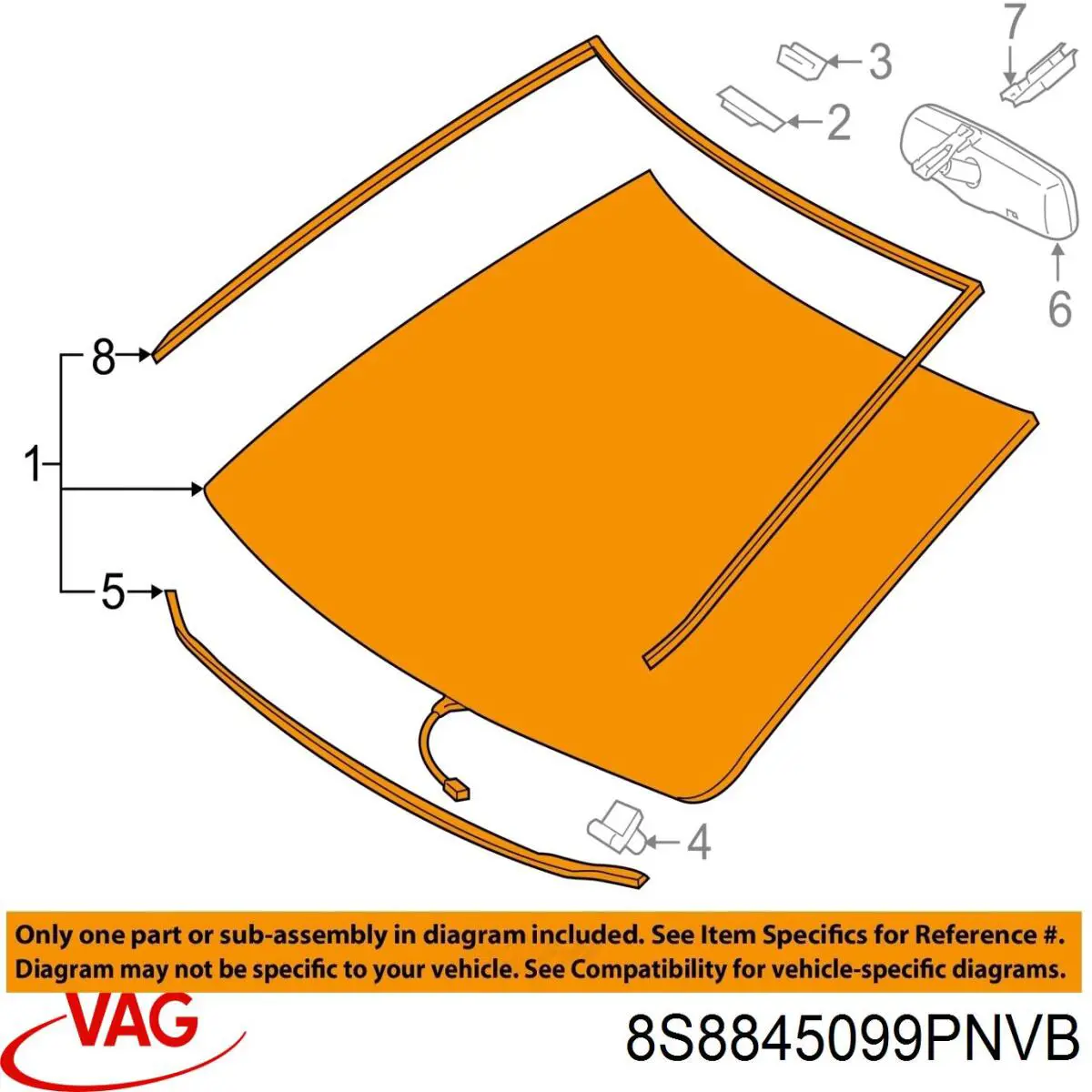 Купити 8S8845099PNVB VAG Вікно вітрове