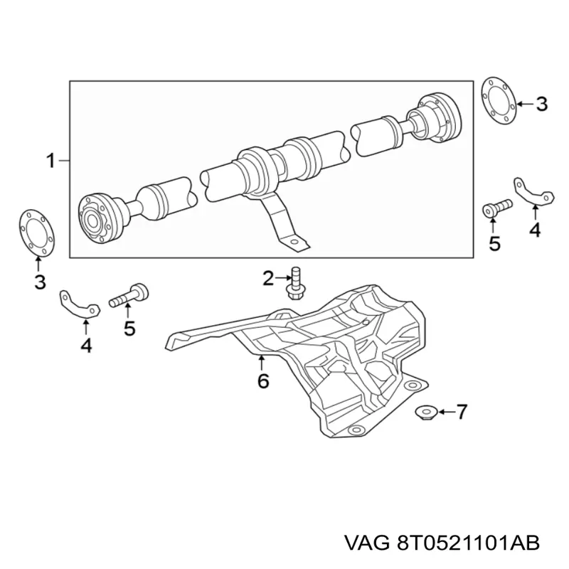 Вал карданний задній, у зборі VAG 8T0521101Q ціна, від 419.77 USD