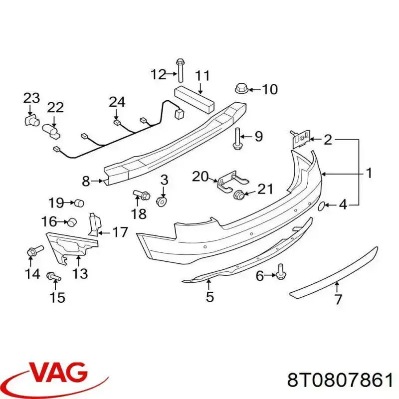 Кронштейн бампера заднього, центральний VAG 8T0807861 ціна, від 3.80 USD
