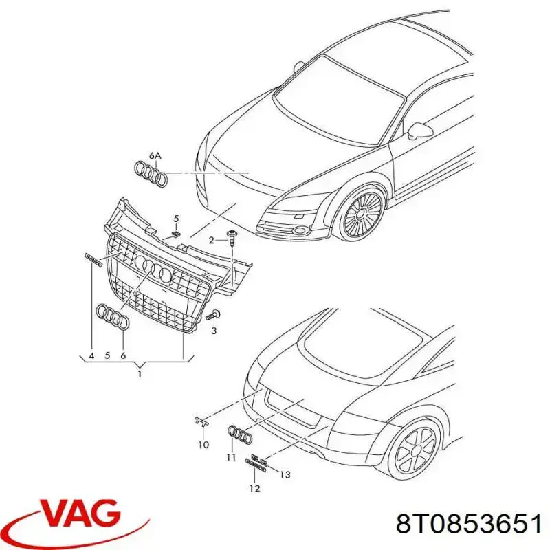 8T0853651 VAG Решітка радіатора