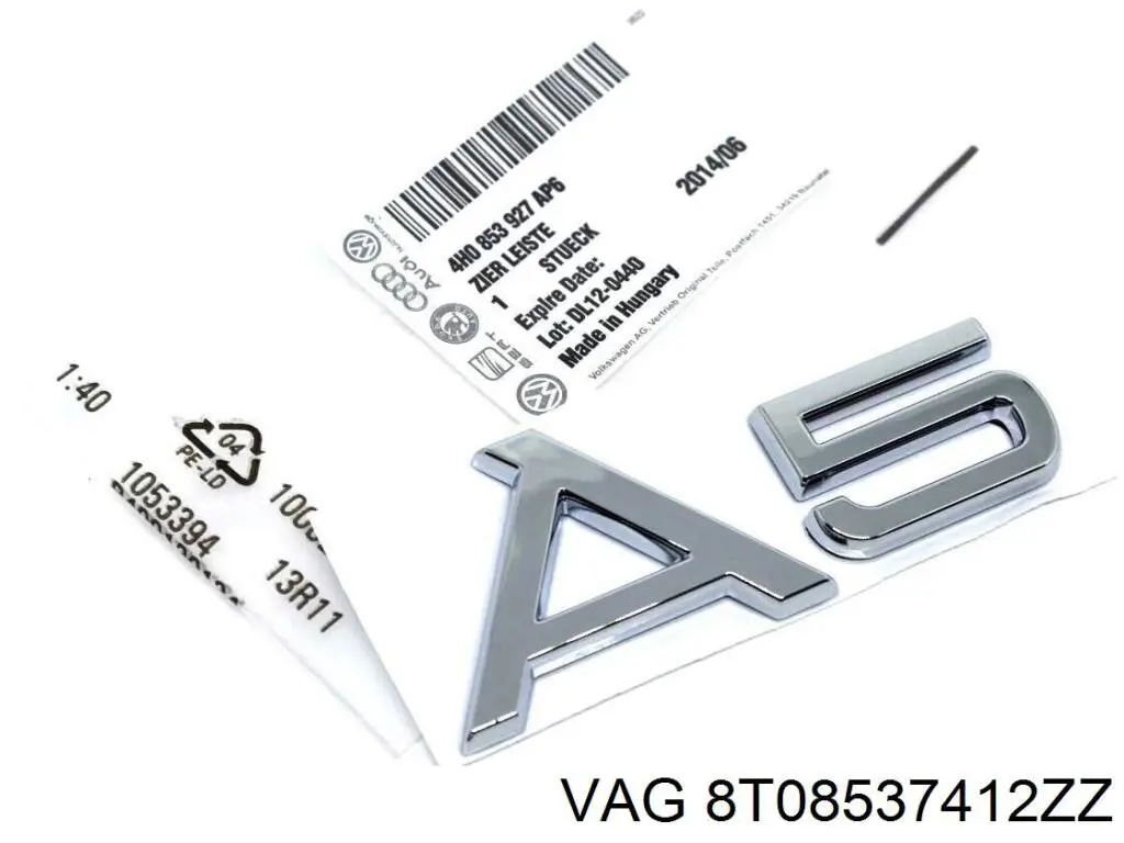 8T08537412ZZ VAG емблема кришки багажника, фірмовий значок