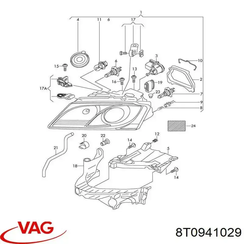 Фара дальнього світла в зборі VAG 8T0941029 ціна, від 657.53 USD