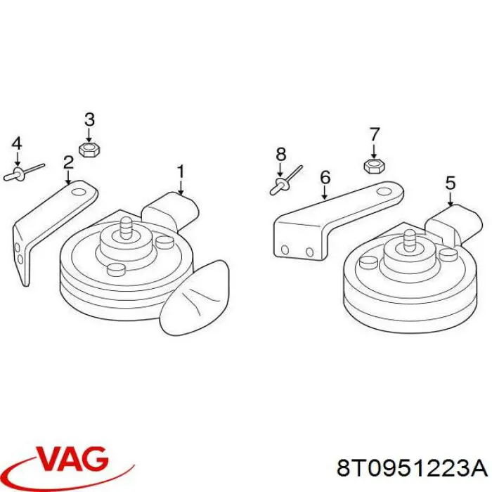 Сигнали звукові VAG 8T0951223A ціна, від 10.56 USD