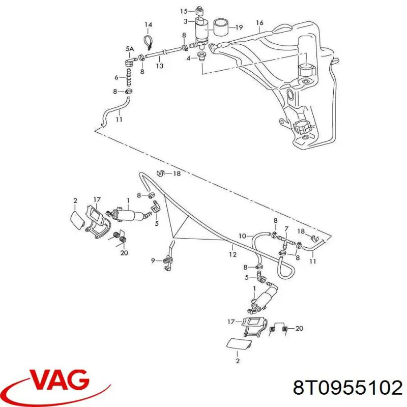 Купити 8T0955102 VAG Форсунка омивача фари передньої, правої